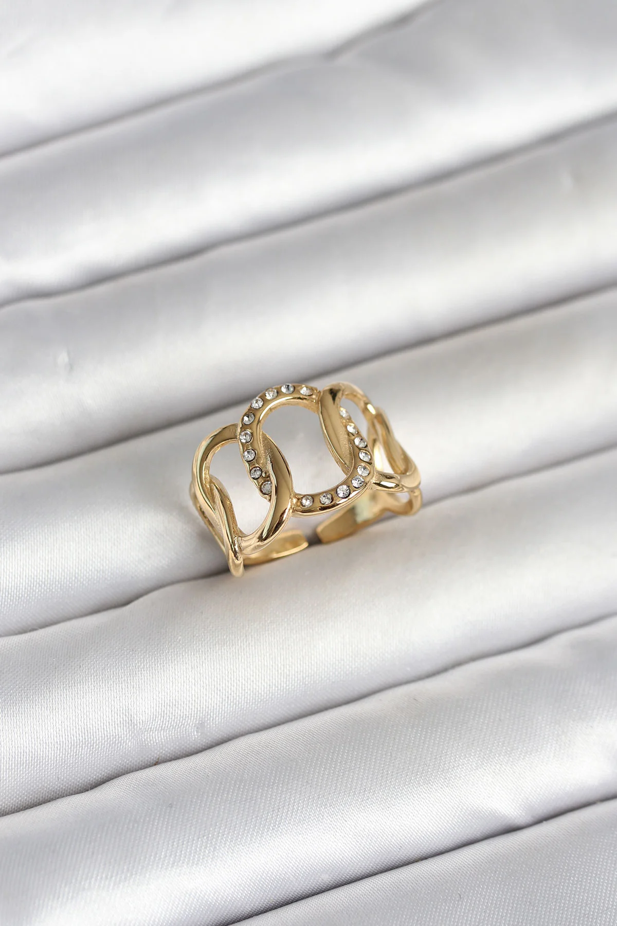 Tegan 316L Çelik Gold Renk Samanyolu Model Kadın Yüzük TG27BYK4160