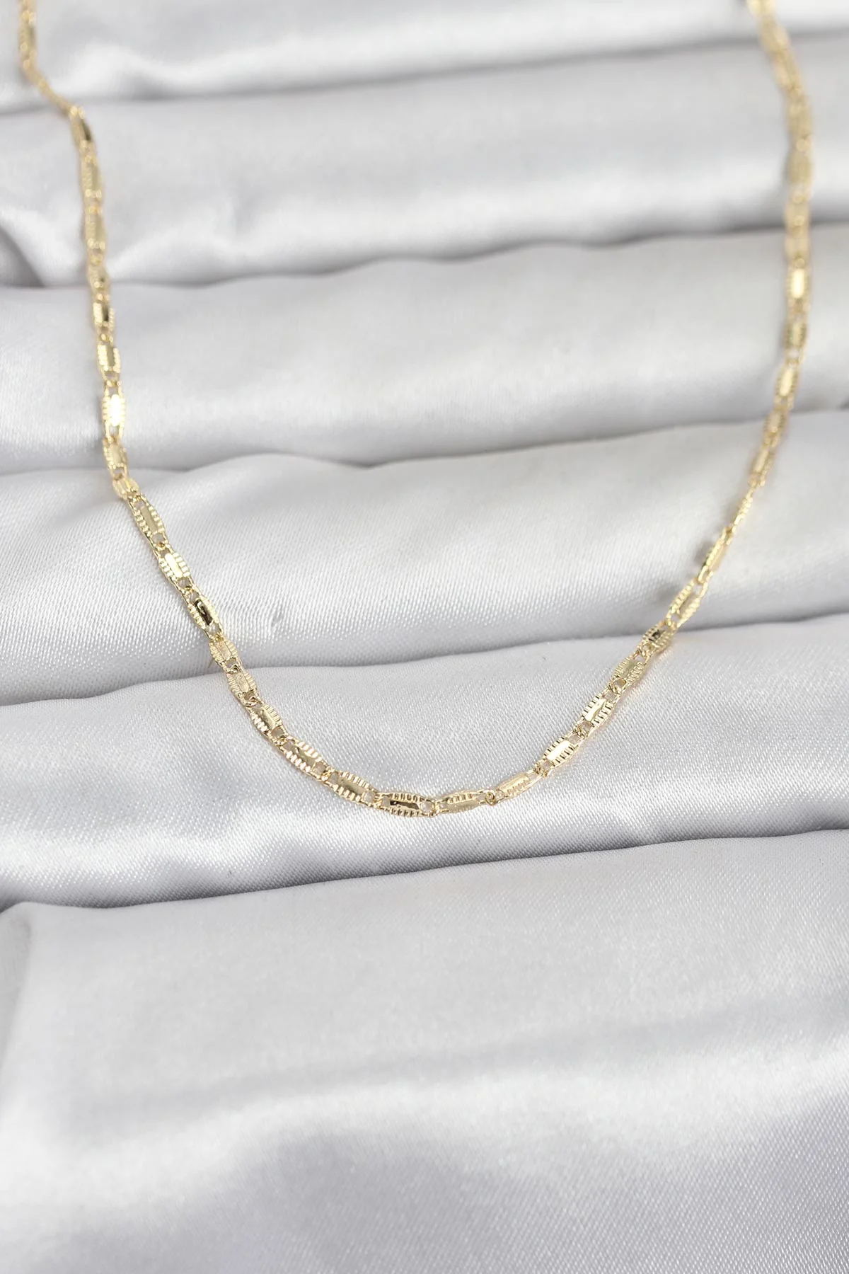 Tegan CM 14K Gold Renk Lazerli Zincir Model 60 cm Kadın Kolye TG27BKO10957