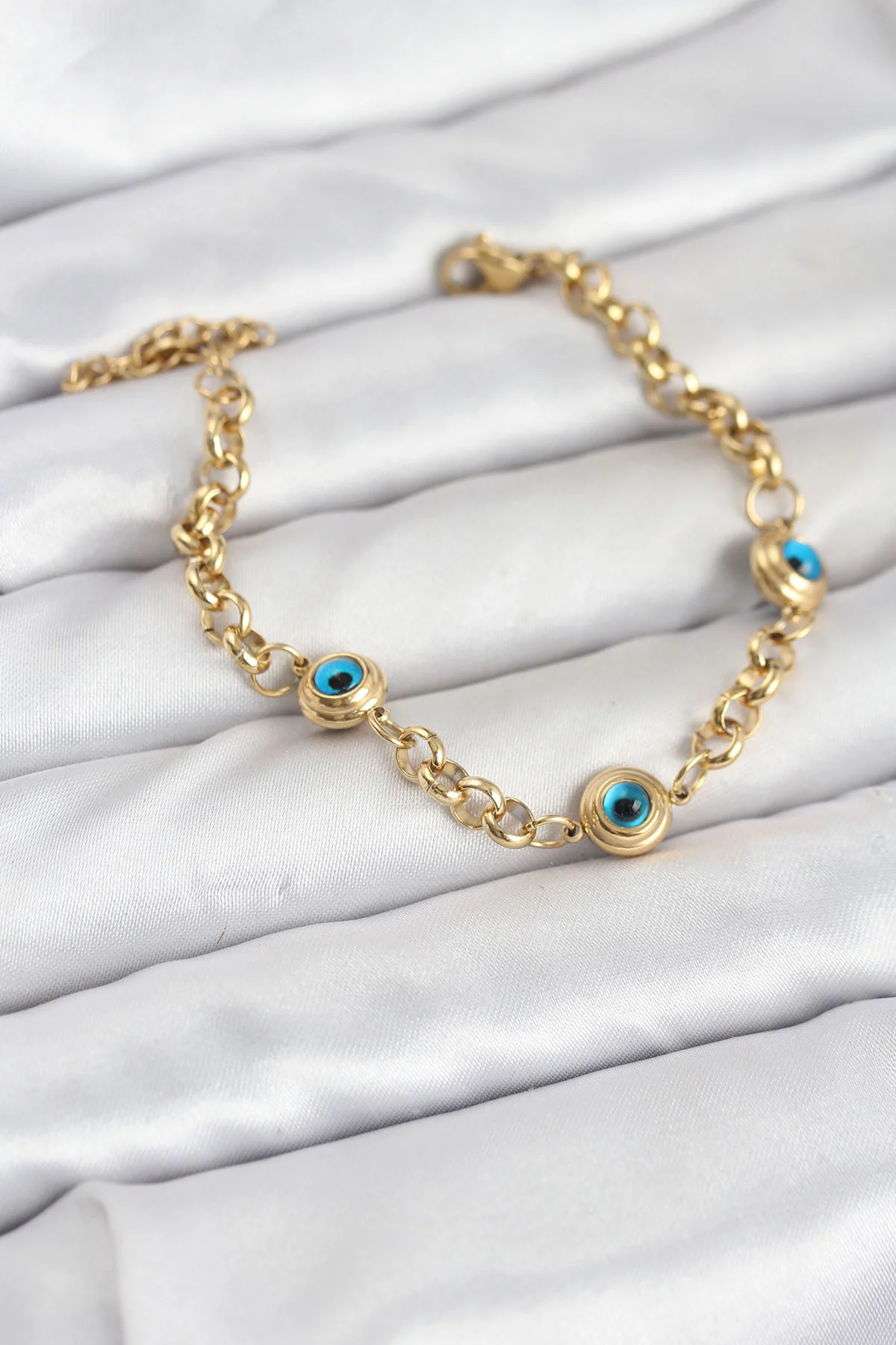 Tegan 316L Çelik Nazar Model Gold Renk Kadın Bileklik TG27BB8166