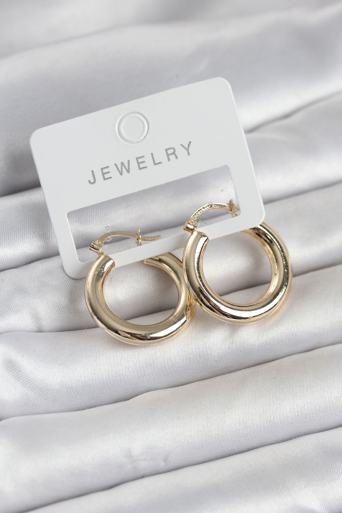 Tegan Gold Renk Pirinç Halka 25 mm Kadın Küpe TG27BKP11757
