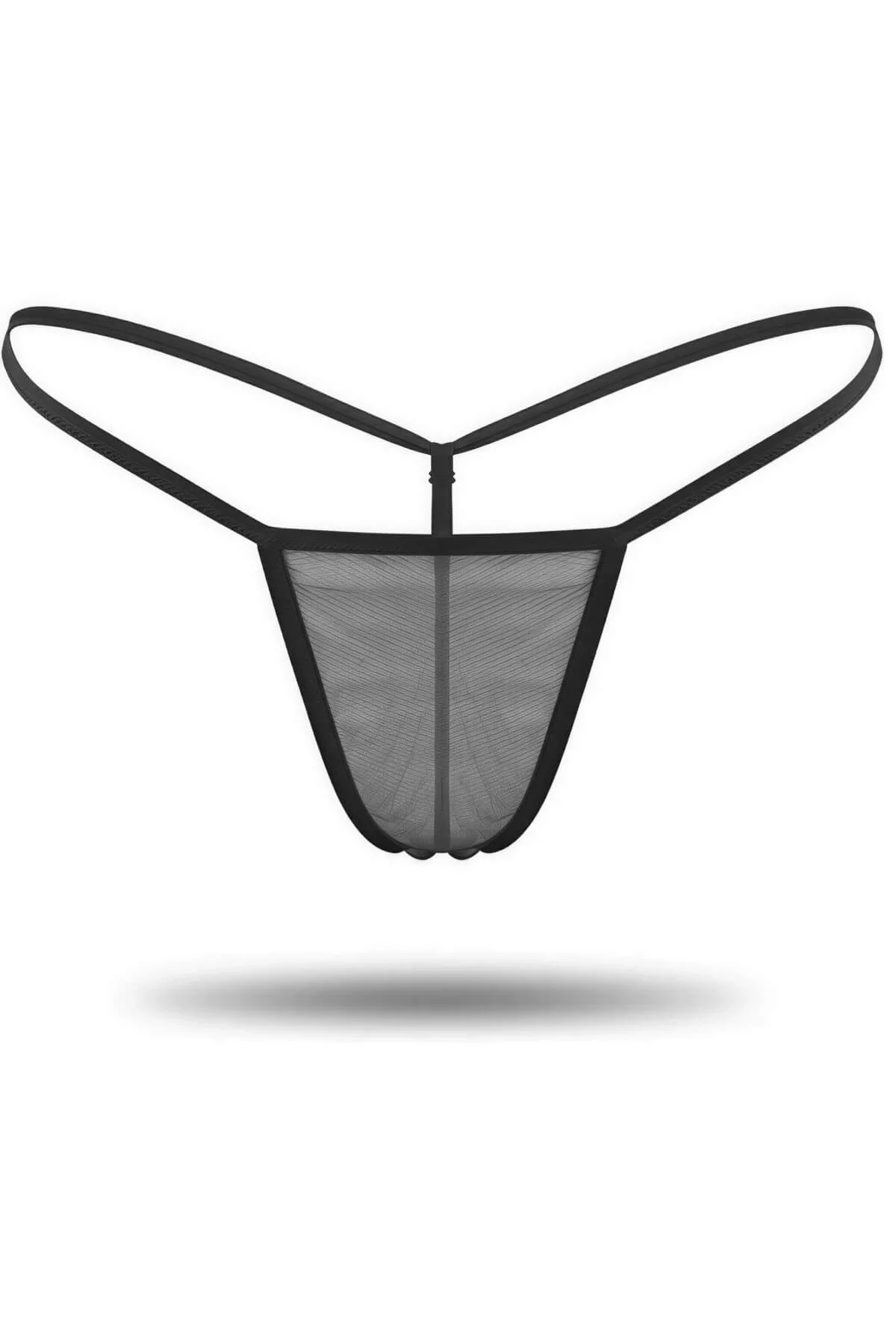 Tegan Siyah Transparan Tül String Tanga TM1114