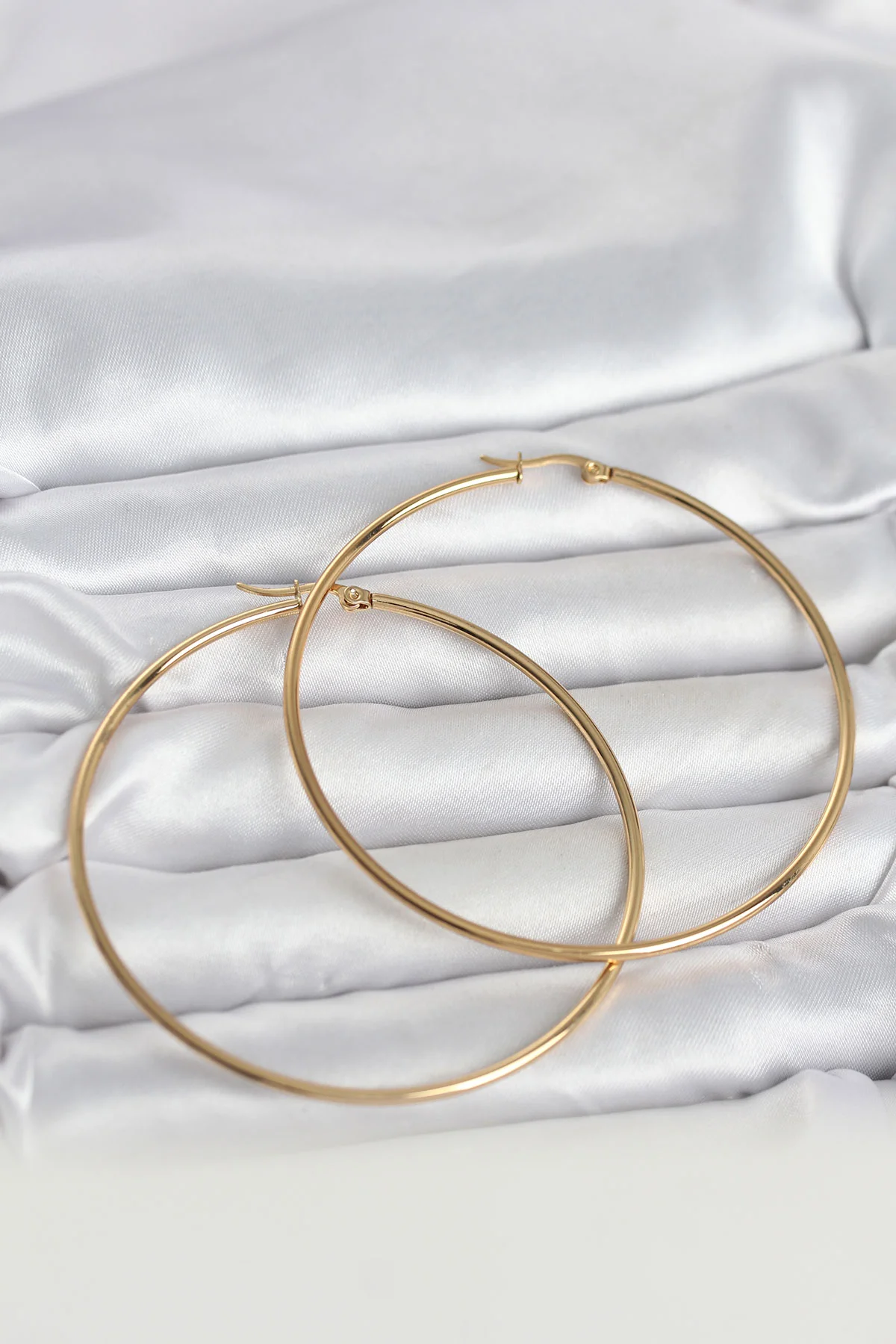 Tegan 316L Çelik Gold Renk 70 mm Kadın Halka Küpe TG27BKP11687