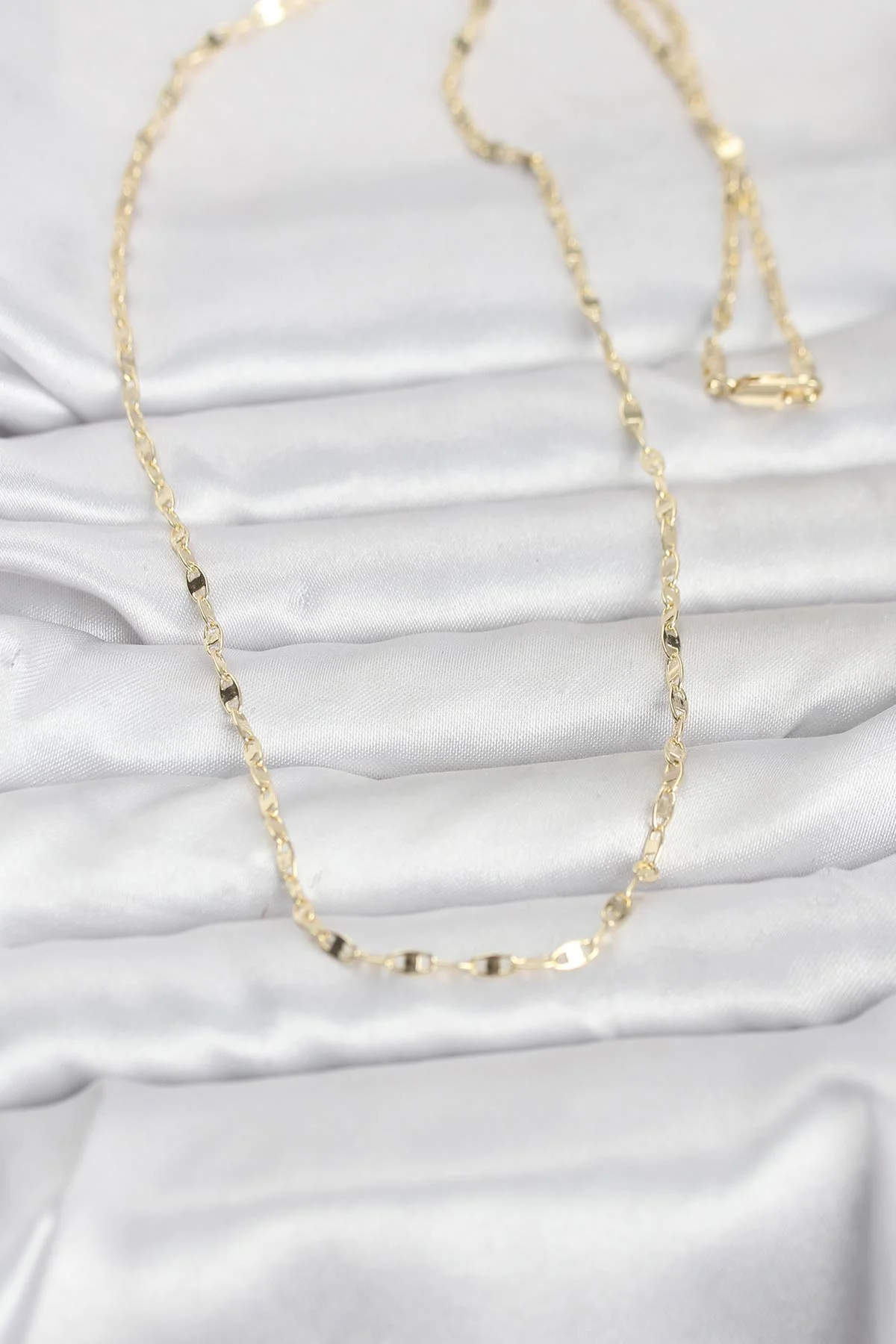 Tegan CM 14K Gold Renk Yassı Gemici Zincir Model 60 cm Kadın Kolye TG27BKO10967