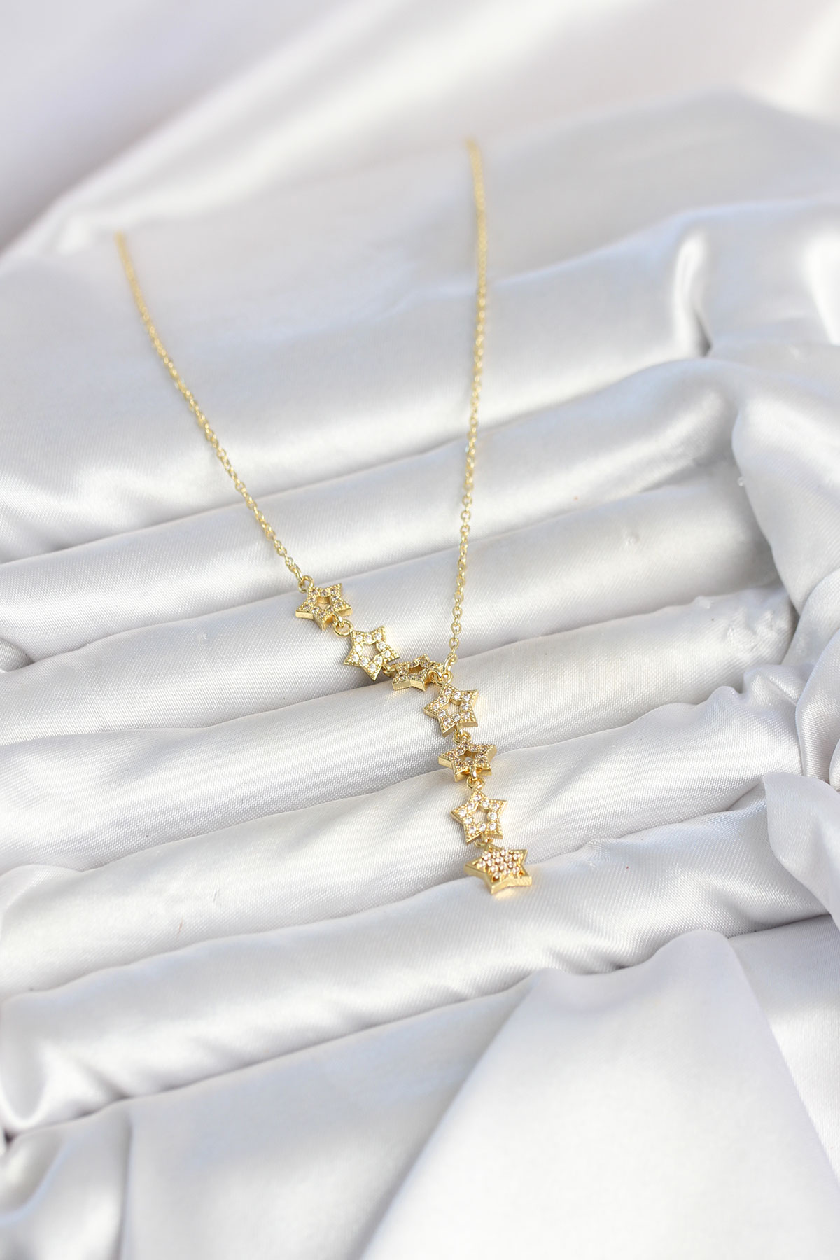 Tegan 316L Çelik Yıldız Model Gold Renk Zirkon Taşlı Kadın Kolye TG27BKO11131