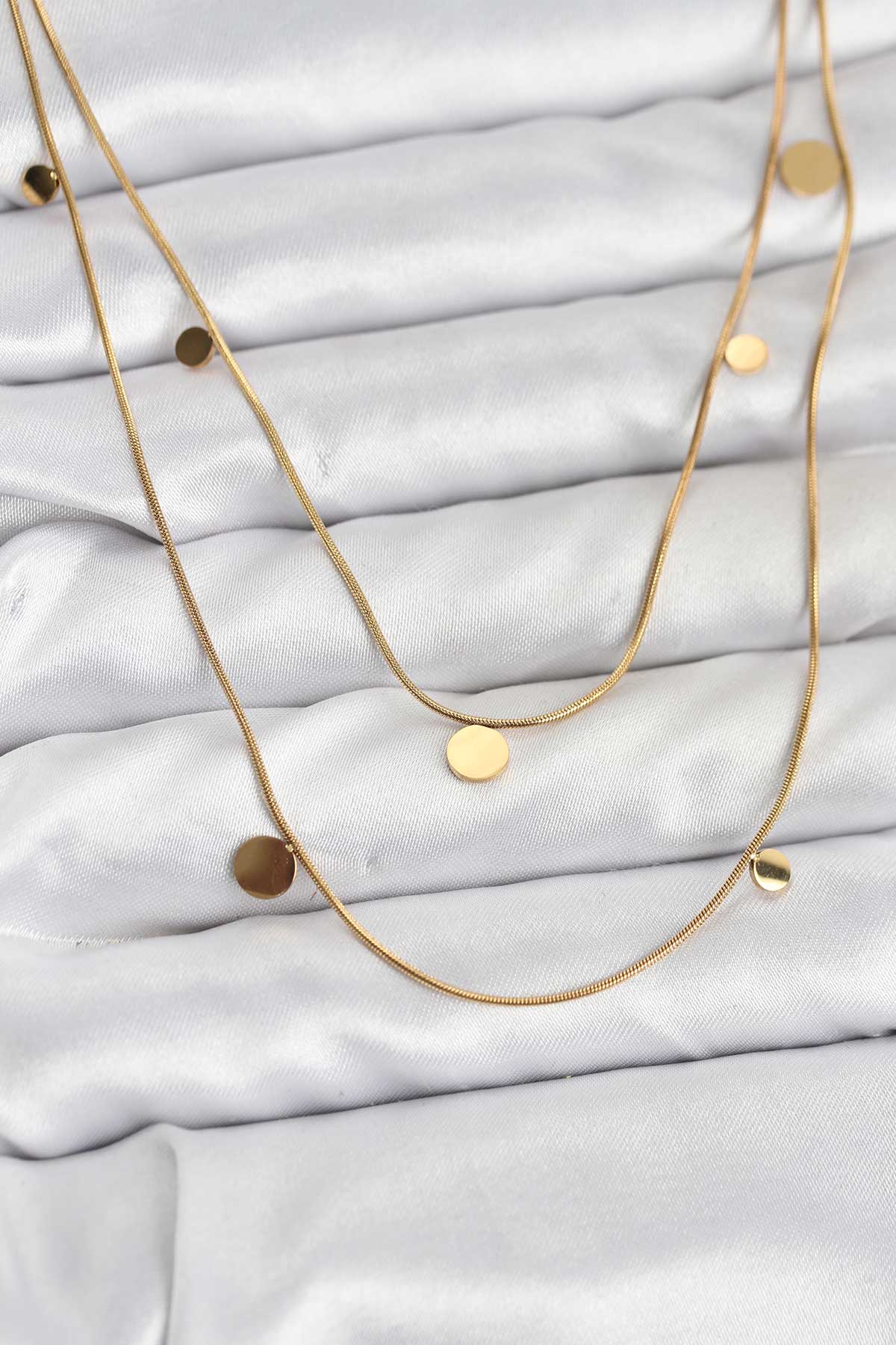 Tegan 316L Çelik Zincir Gold Renk Pullu Kadın Kolye TG27BKO10787