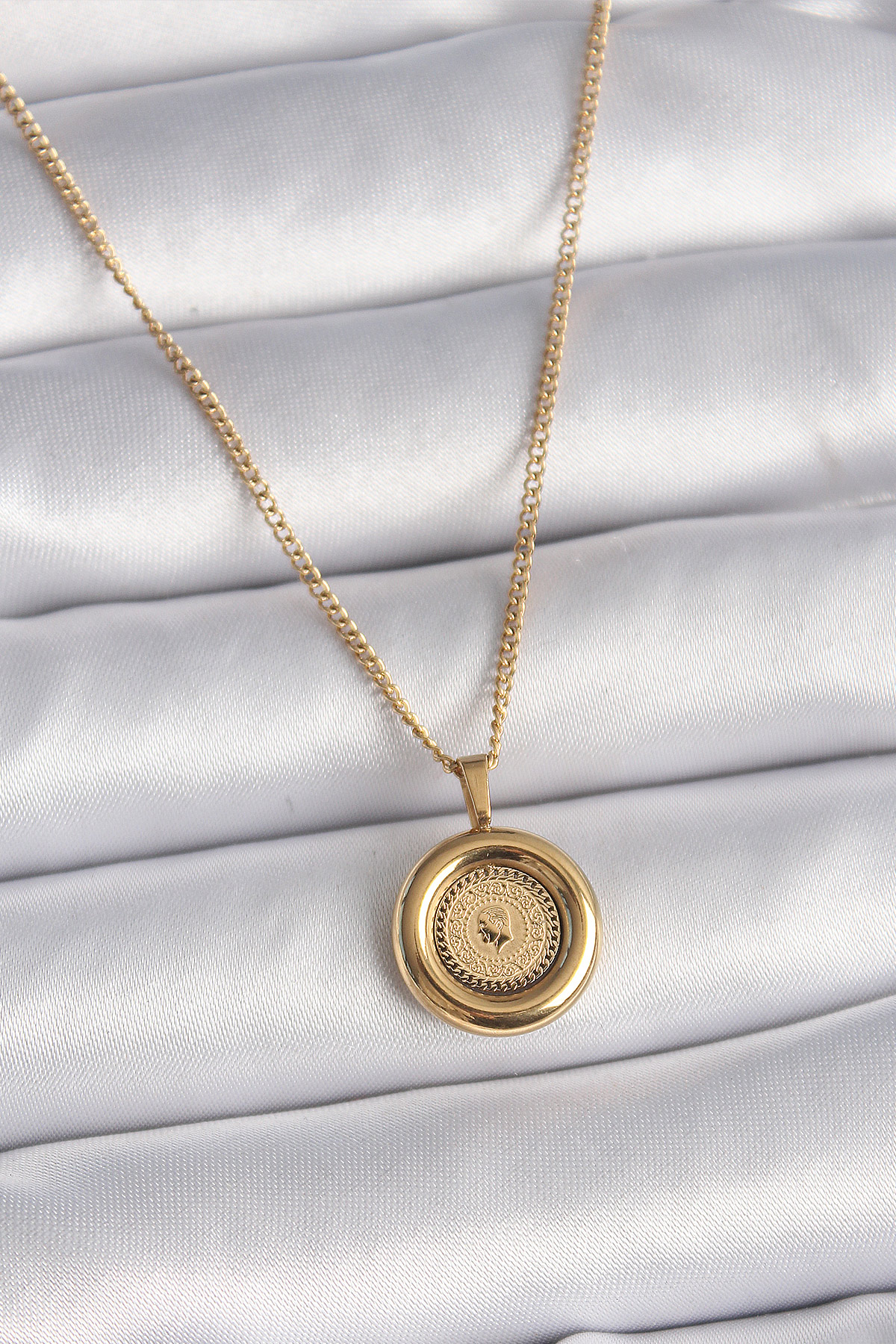 Tegan 316L Çelik Gold Renk Zincir Gold Altın Model Kadın Kolye TG27BKO9572
