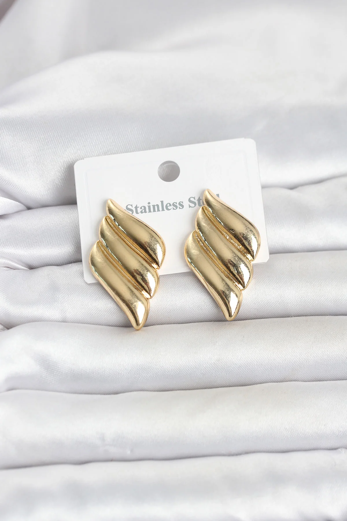Tegan 316L Çelik Gold Renk Motif Model Kadın Küpe TG27BKP11819