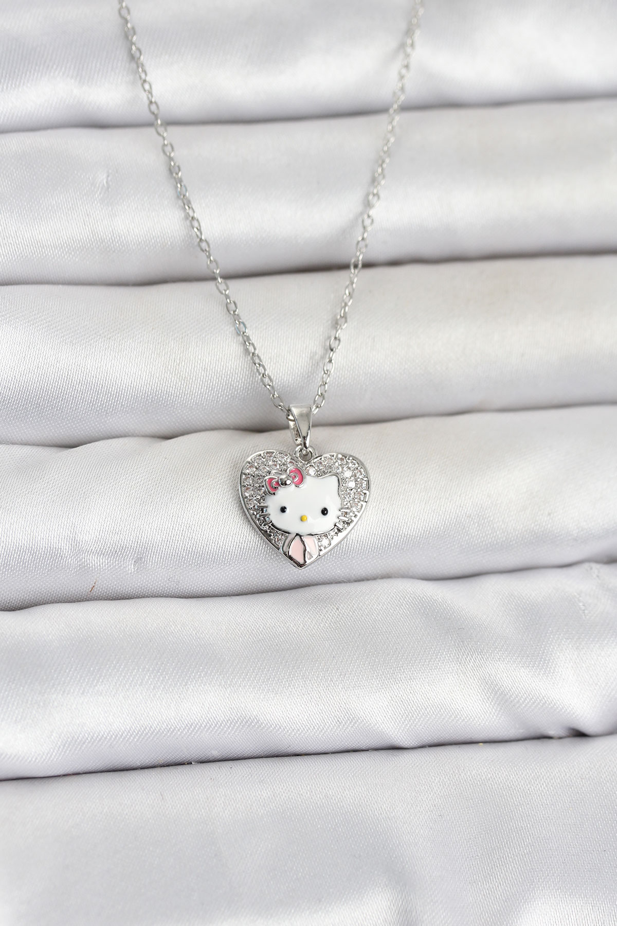 Tegan 316L Çelik Zincir Gümüş Renk Kitty Model Kolye TG27BKO11066