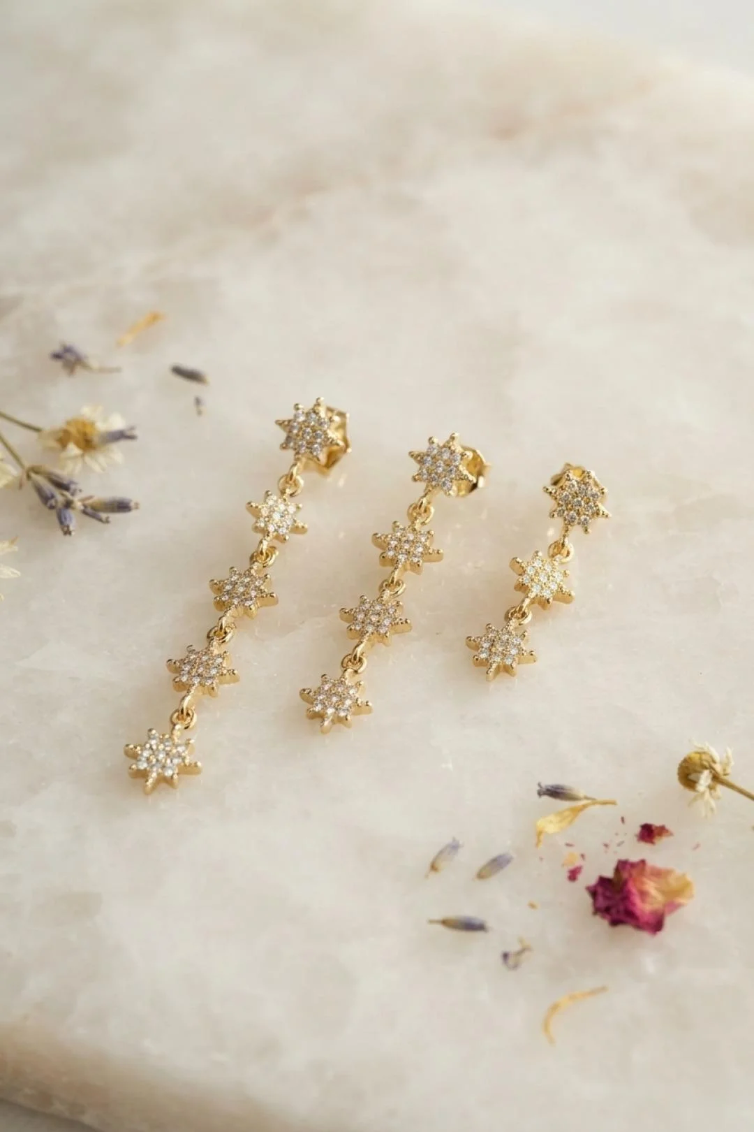 Tegan 3 lü Set Küpe Gold Renk Kutup Yıldızı Detaylı TG27BKP11948
