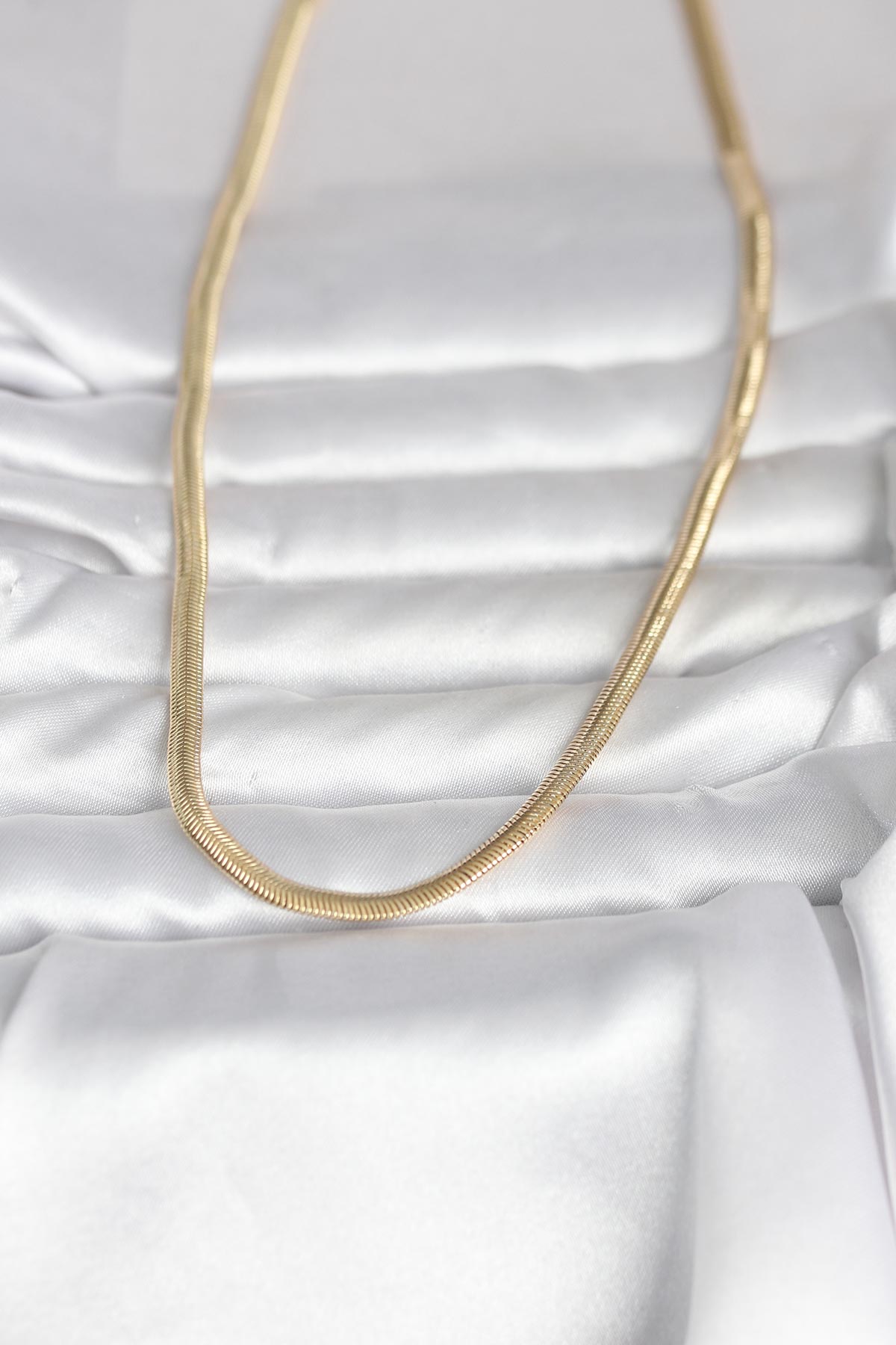 Tegan CM 14K Gold Renk Yassı Yılan Zincir Model 45 cm Kadın Kolye TG27BKO11005