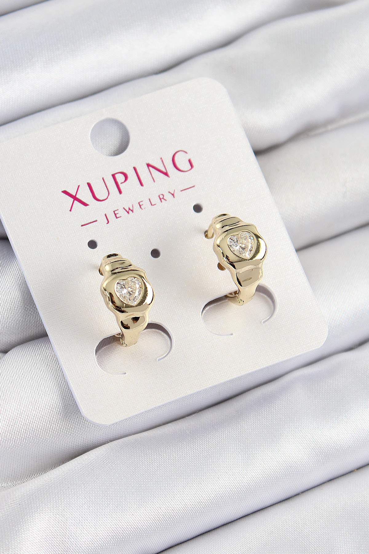 Tegan Xuping Zirkon Taşlı Kalp Model Gold Renk Kadın Küpe TG27BKP10840