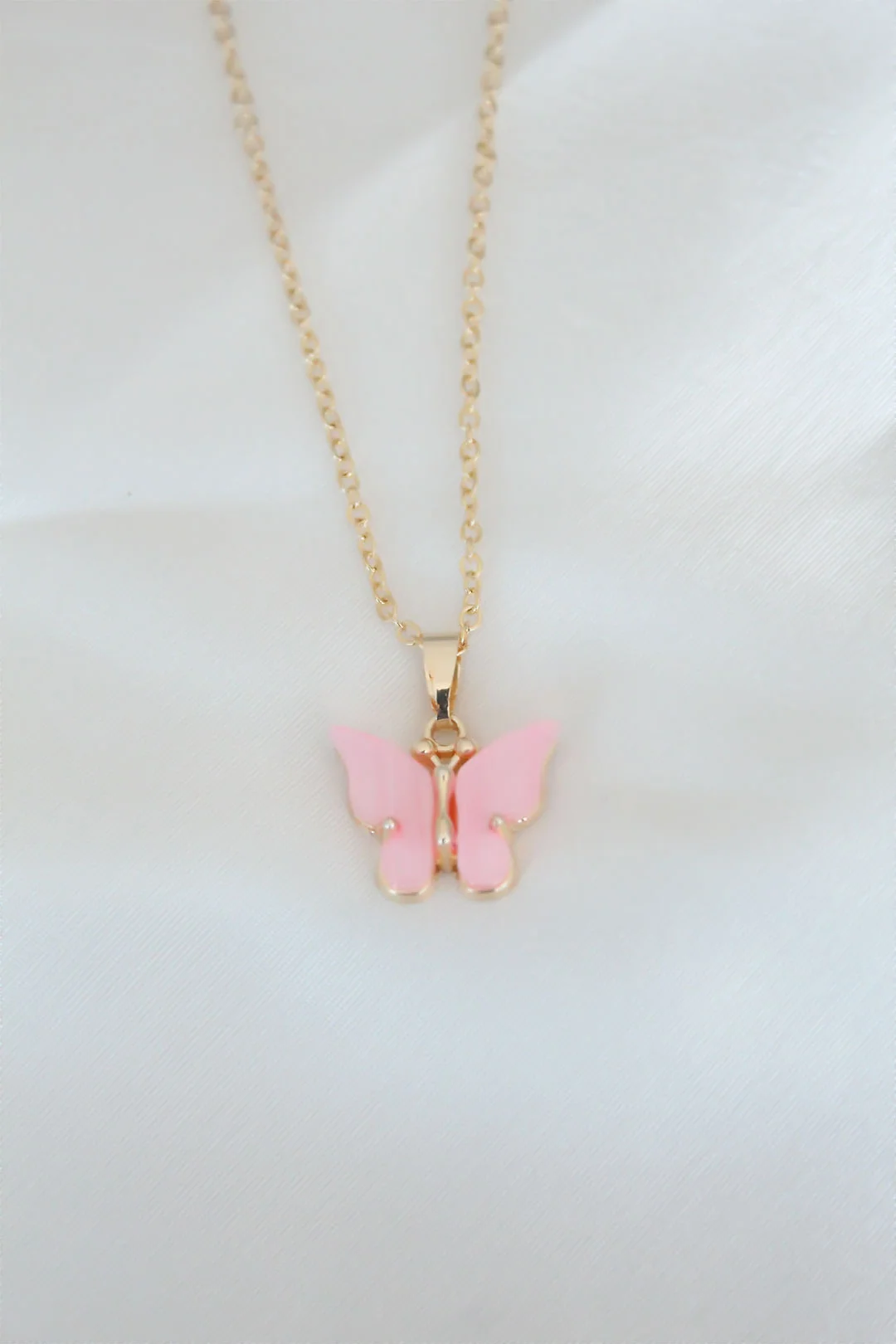 Tegan Gold Kaplama Pembe Sedefli Kelebek Kolye TG27BKO6440