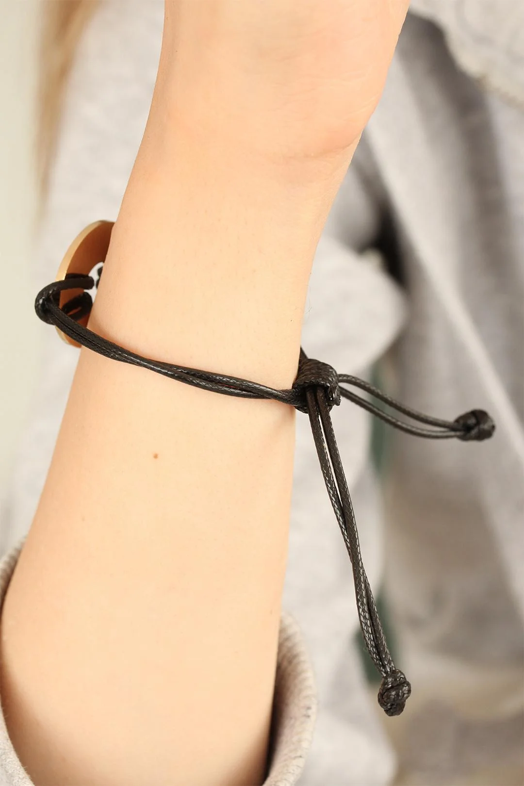 Tegan HOPE (Umutlu) Siyah Deri İpli Unisex Mood Bileklik TG27BB1985