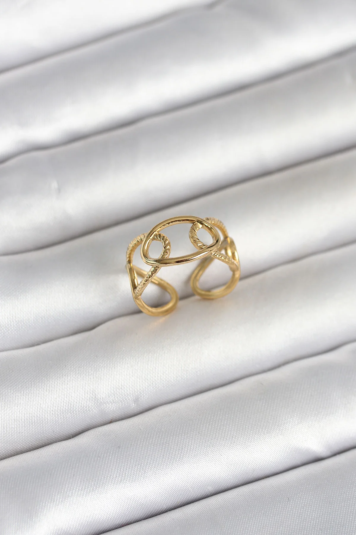 Tegan 316L Çelik Gold Renk Zincir Model Kadın Yüzük TG27BYK4177