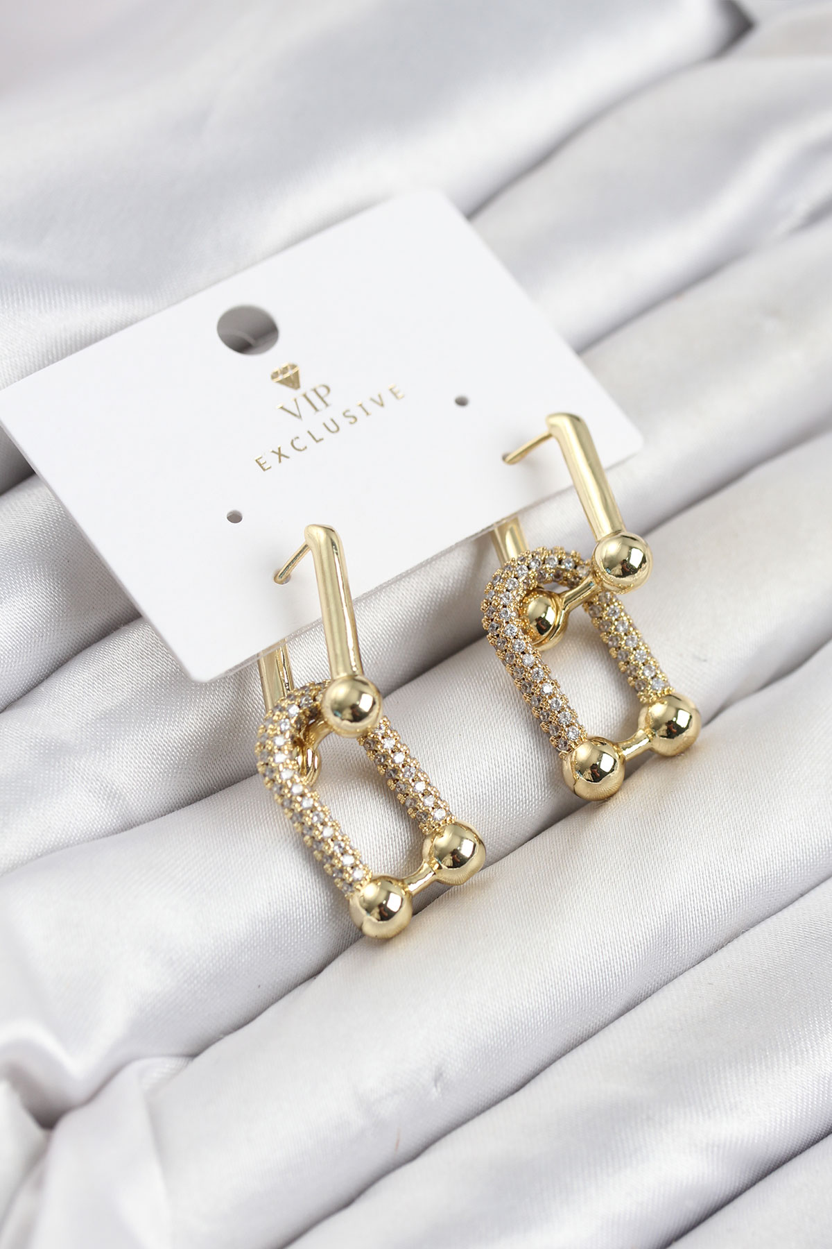 Tegan Gold Renk VIP Seri Tifani Zirkon Taşlı Kadın Küpe TG27BKP11895