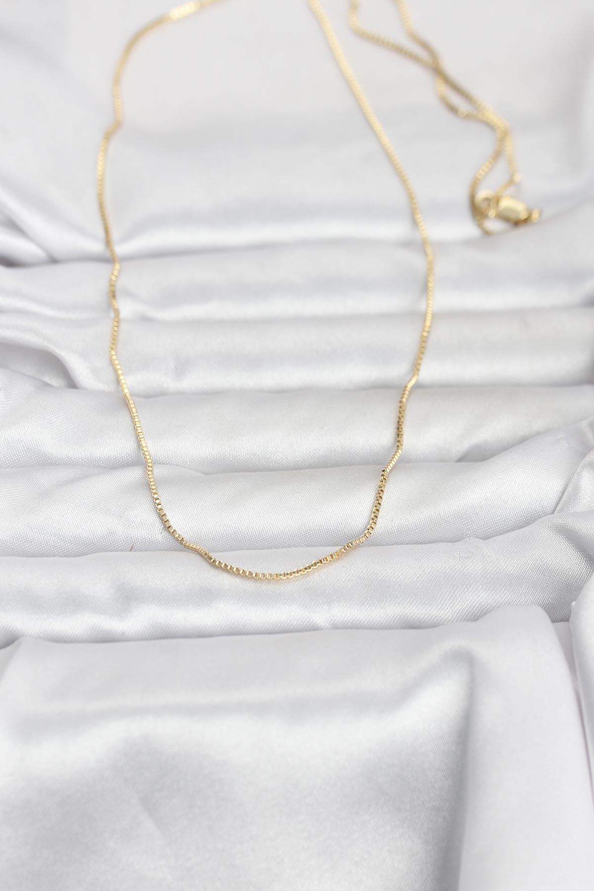 Tegan CM 14K Gold Renk İnce Kare Zincirli Model 60 cm Kadın Kolye TG27BKO10956