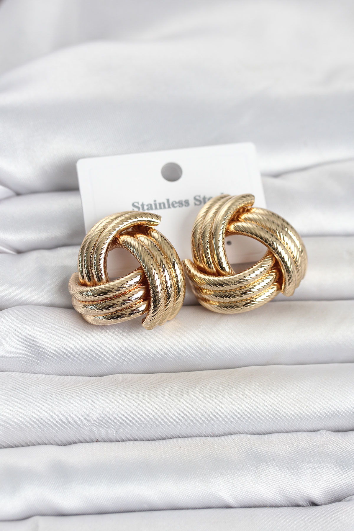 Tegan 316L Çelik Gold Renk Sarmal Model Kadın Küpe TG27BKP11841