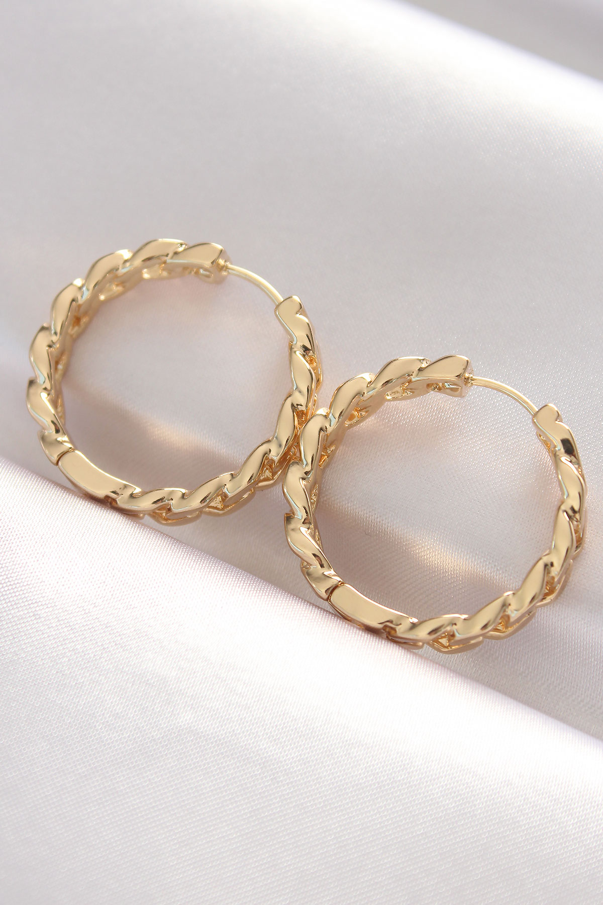 Tegan Pirinç Gold Renk Zincir Model Halka Küpe TG27BKP8970