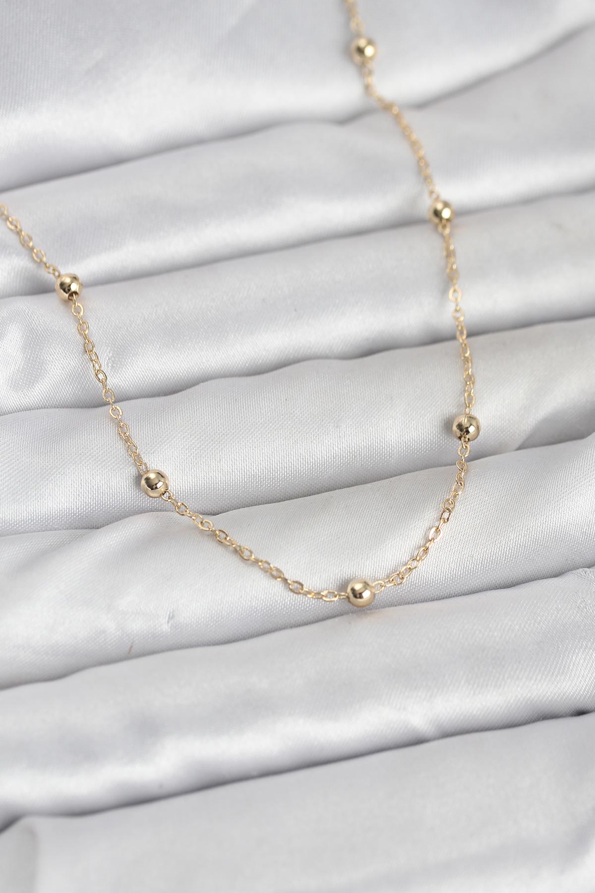 Tegan CM 14K Gold Renk Pirinç Top Zincirli 60 cm Kadın Kolye TG27BKO10940