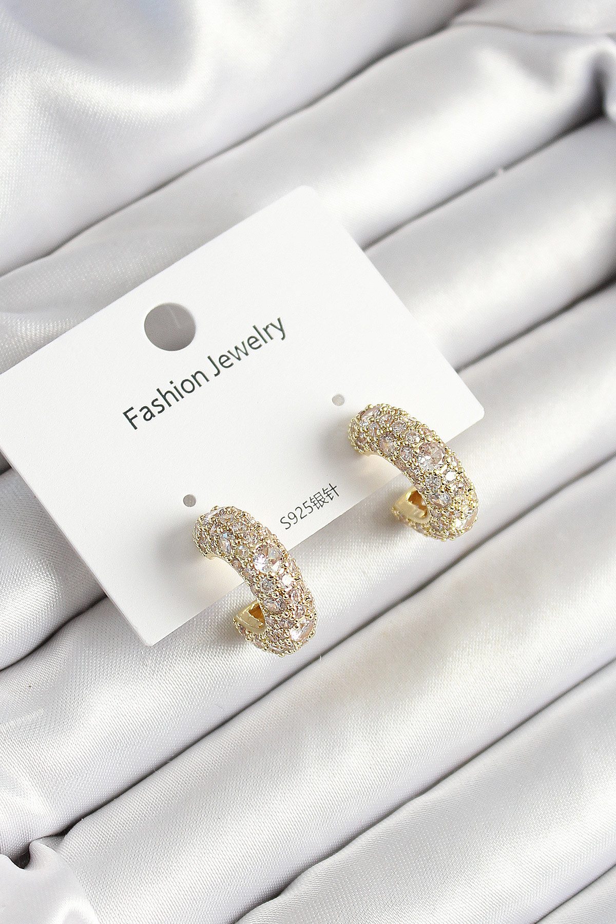 Tegan Pirinç Zirkon Taşlı Halka Model Gold Renk Kadın Küpe TG27BKP10634