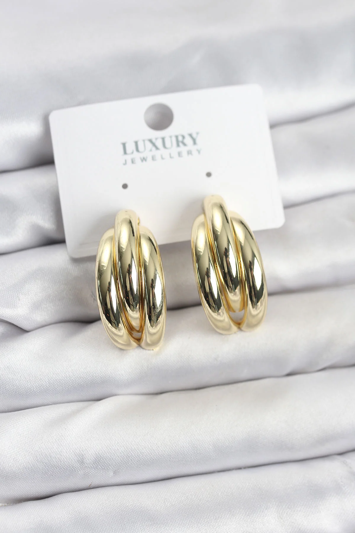 Tegan Gold Renk Pirinç Yarım Halka Model Kadın Küpe TG27BKP11602
